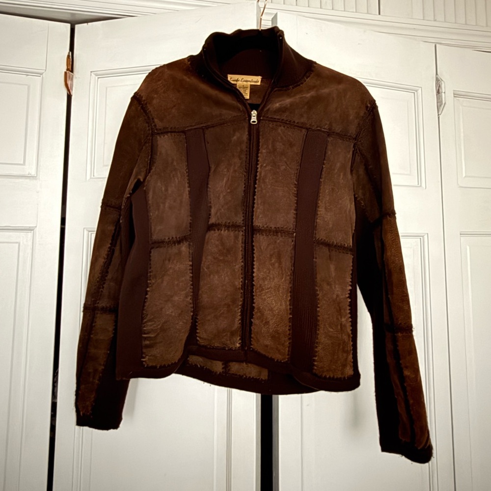 Vintage Brown Patchwork Suede Women's Jacket
